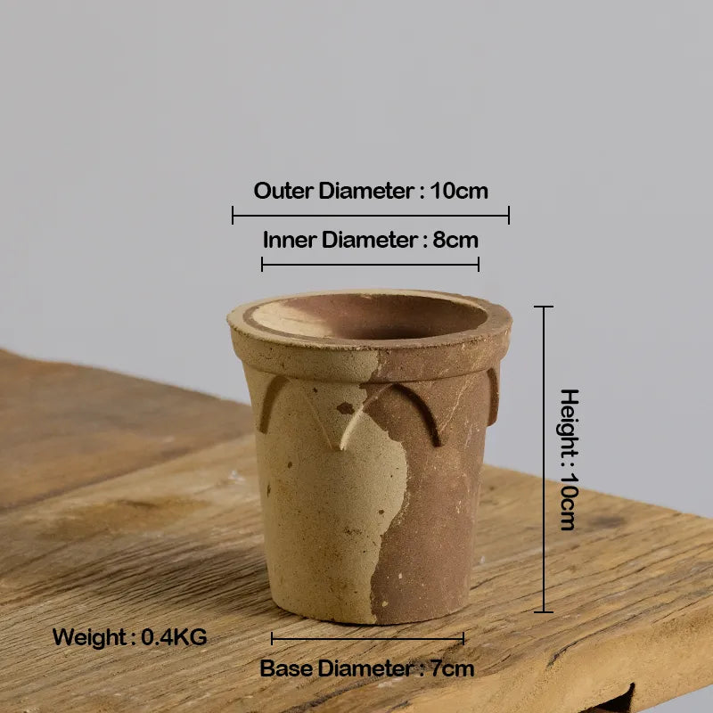 Nipots Handcrafted Terracotta Clay Pot - Crown 10cm Coffee&Milk , Breathable, Absorbent Eco-friendly Planter