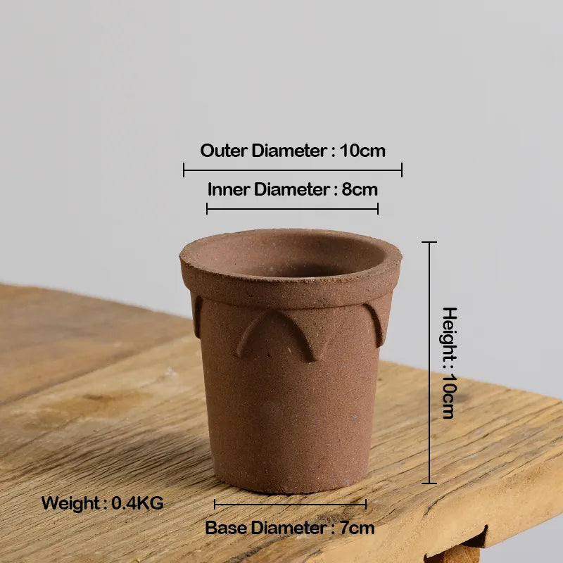 Nipots Handcrafted Terracotta Clay Pot - Crown 10cm Chocolate, Breathable, Absorbent Eco-friendly Planter