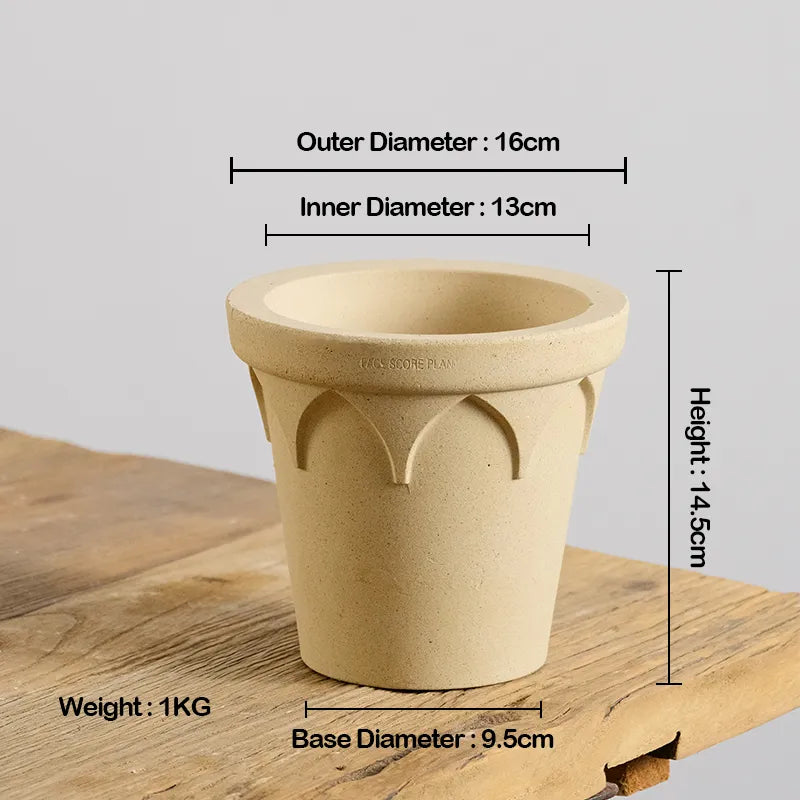 Nipots Handcrafted Terracotta Clay Pot - Crown 16cm White, Breathable, Absorbent Eco-friendly Planter