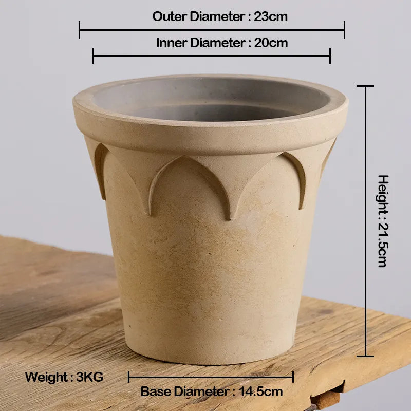 Nipots Handcrafted Terracotta Clay Pot - Crown 23cm White, Breathable, Absorbent Eco-friendly Planter