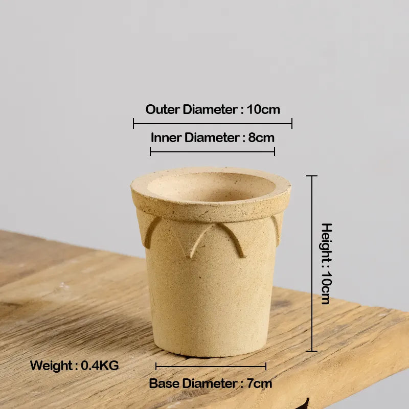 Nipots Handcrafted Terracotta Clay Pot - Crown 10cm White, Breathable, Absorbent Eco-friendly Planter