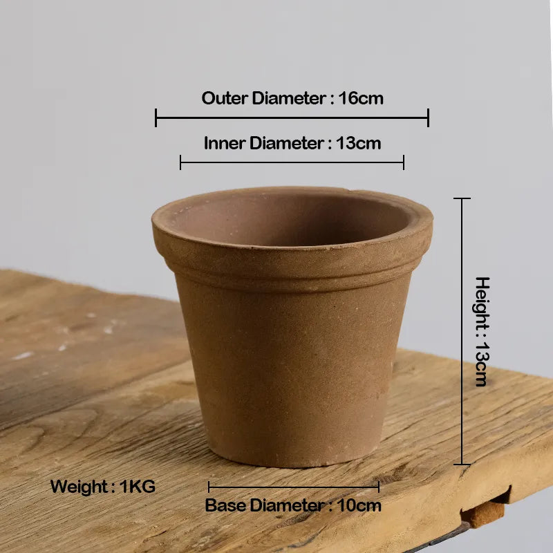 Nipots Handcrafted Terracotta Clay Pot - Gardener Chocolate, Breathable, Absorbent Eco-friendly Planter