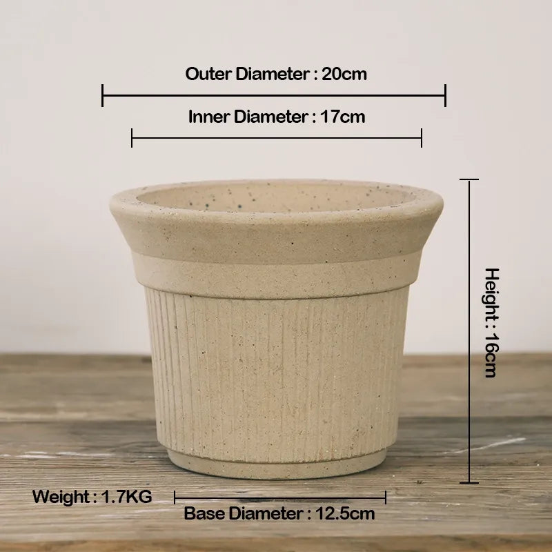 Nipots Handcrafted Terracotta Clay Pot - Burnt Cream 20cm White, Breathable, Absorbent Eco-friendly Planter