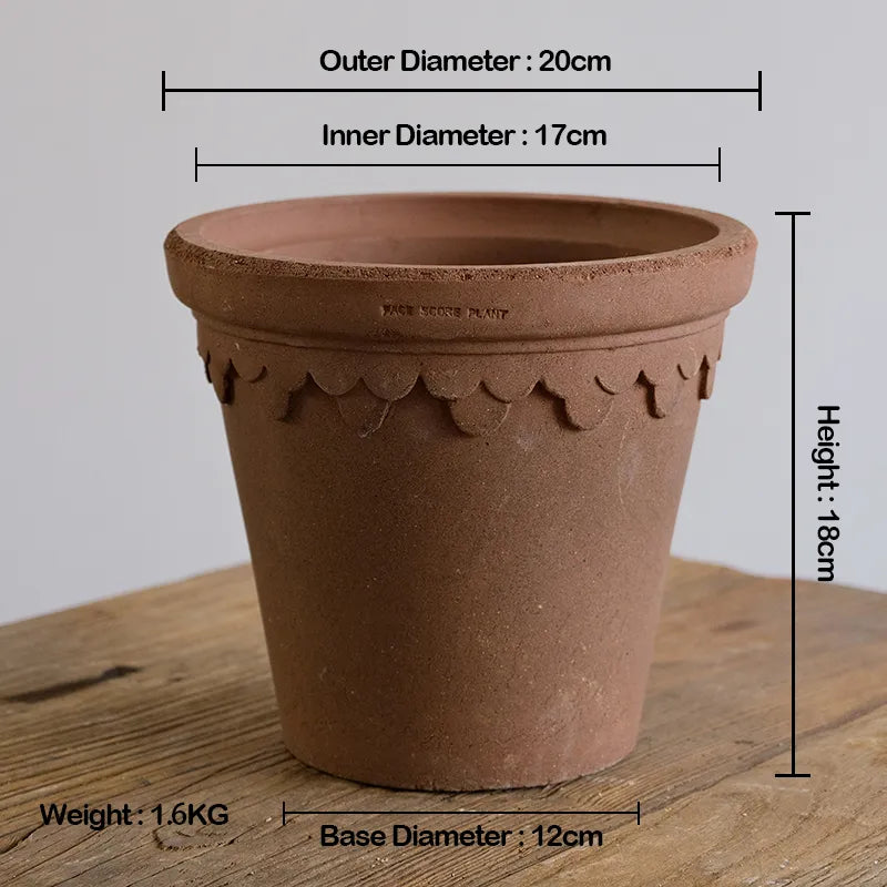 Nipots Handcrafted Terracotta Clay Pot - Castle 20cm Chocolate, Breathable, Absorbent Eco-friendly Planter