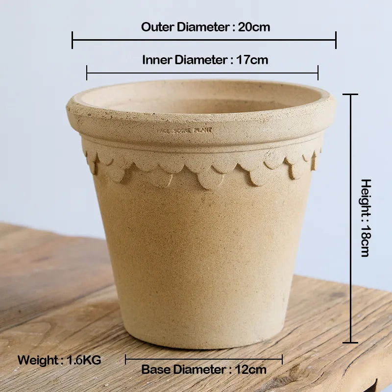Nipots Handcrafted Terracotta Clay Pot - Castle 20cm White, Breathable, Absorbent Eco-friendly Planter