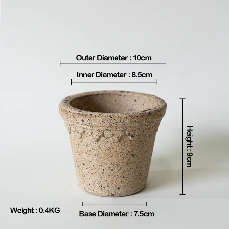 Nipots Handcrafted Terracotta Clay Pot - Castle 10cm Kiln Effect, Breathable, Absorbent Eco-friendly Planter