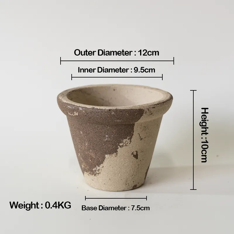 Nipots Handcrafted Terracotta Clay Pot - Oatmeal 12cm Coffee&Milk, Breathable, Absorbent Eco-friendly Planter