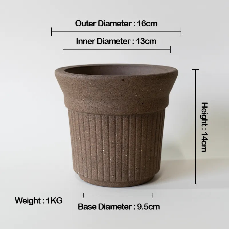 Nipots Handcrafted Terracotta Clay Pot - Burnt Cream 16cm Chocolate, Breathable, Absorbent Eco-friendly Planter