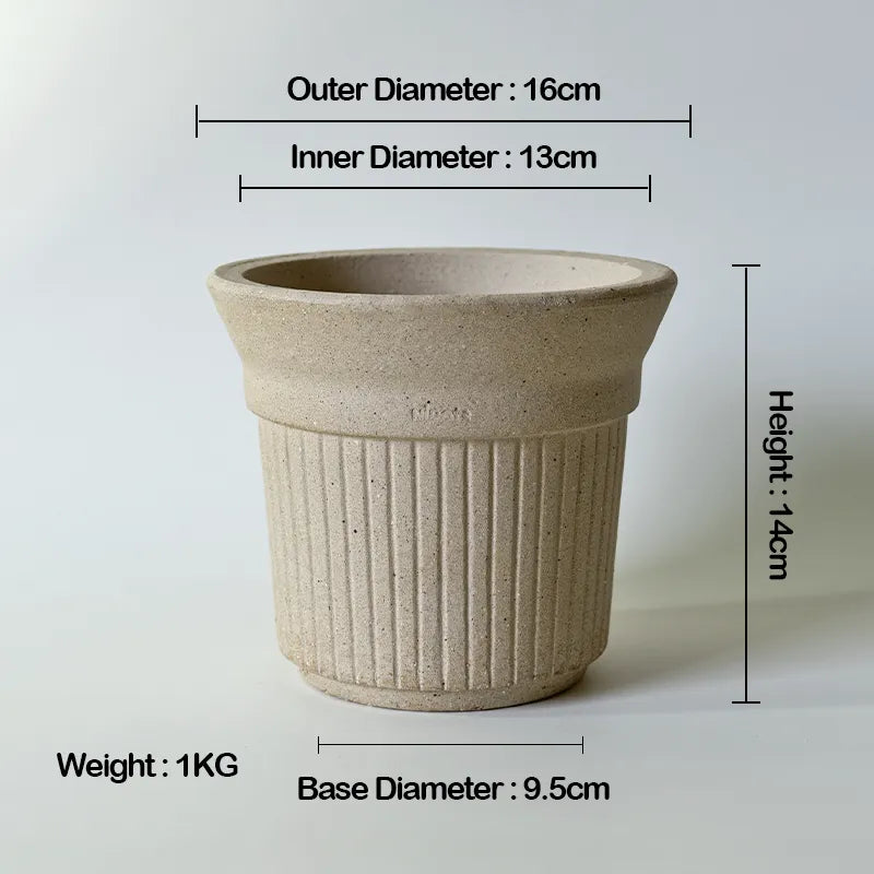 Nipots Handcrafted Terracotta Clay Pot - Burnt Cream 16cm White, Breathable, Absorbent Eco-friendly Planter