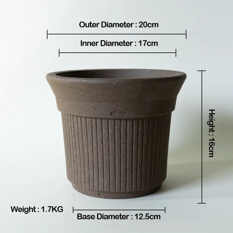 Nipots Handcrafted Terracotta Clay Pot - Burnt Cream 20cm Chocolate, Breathable, Absorbent Eco-friendly Planter