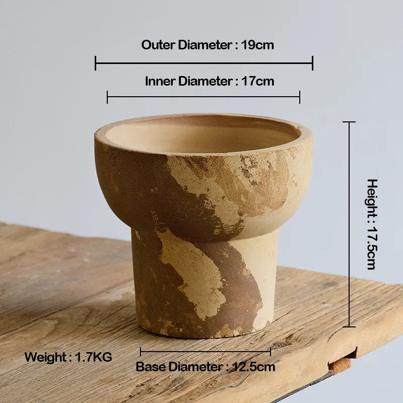 Nipots Handcrafted Terracotta Clay Pot - Chalice Coffee&amp;Milk, Breathable, Absorbent Eco-friendly Planter