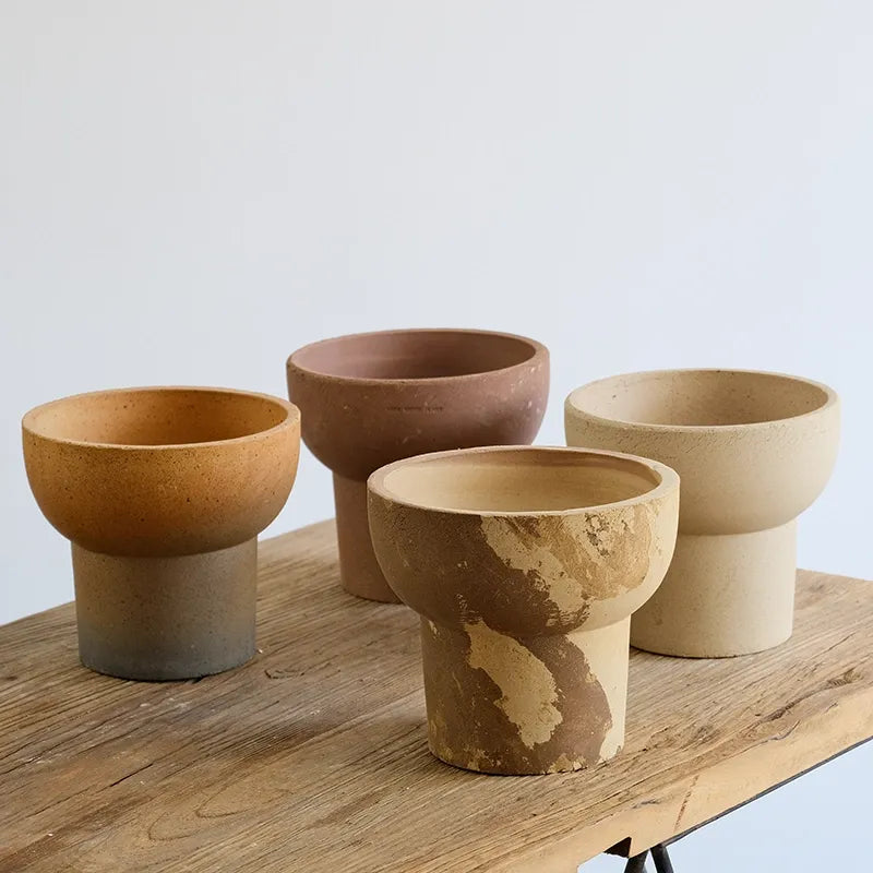 Nipots Handcrafted Terracotta Clay Pot - Chalice, Breathable, Absorbent Eco-friendly Planter