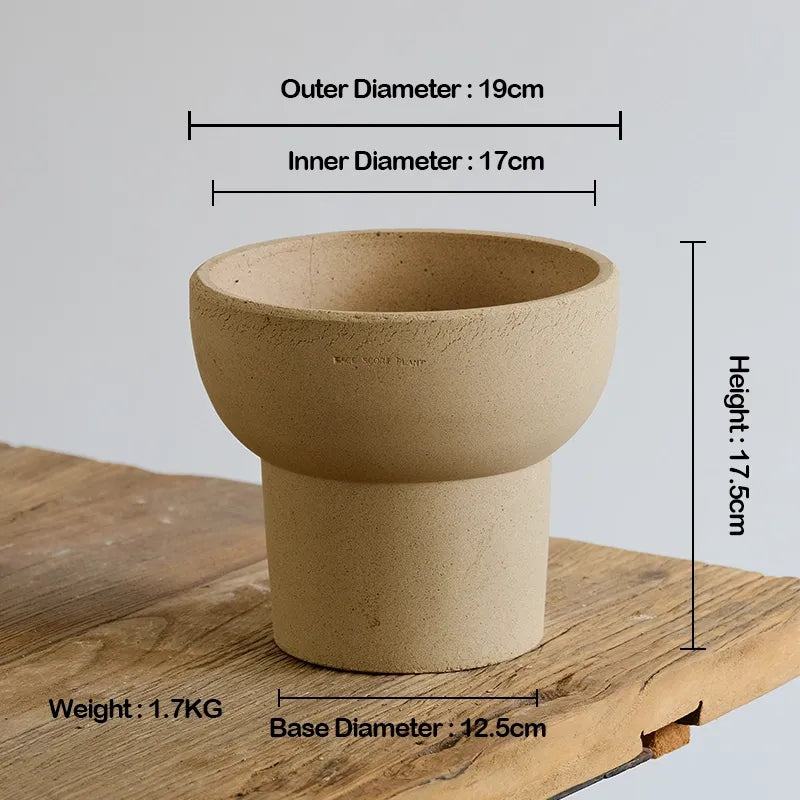 Nipots Handcrafted Terracotta Clay Pot - Chalice White, Breathable, Absorbent Eco-friendly Planter