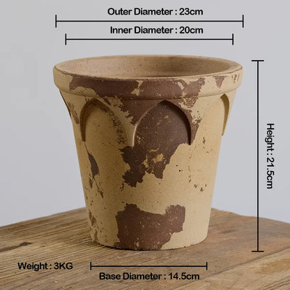 Nipots Handcrafted Terracotta Clay Pot - Crown 20cm Coffee&amp;Milk, Breathable, Absorbent Eco-friendly Planter