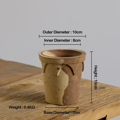 Nipots Handcrafted Terracotta Clay Pot - Crown 10cm Coffee&amp;Milk , Breathable, Absorbent Eco-friendly Planter