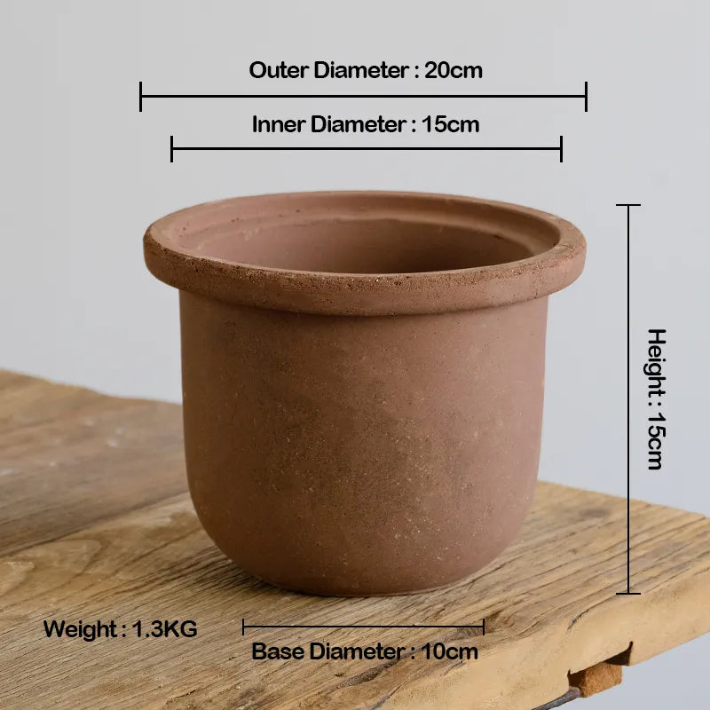 Nipots Handcrafted Terracotta Clay Pot - Fedora Choco, Breathable, Absorbent Eco-friendly Planter