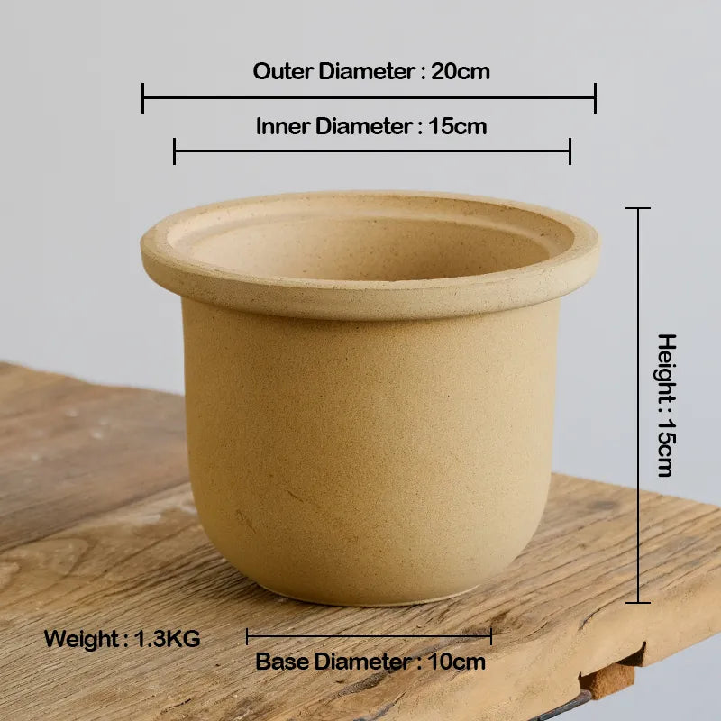 Nipots Handcrafted Terracotta Clay Pot - Fedora White, Breathable, Absorbent Eco-friendly Planter