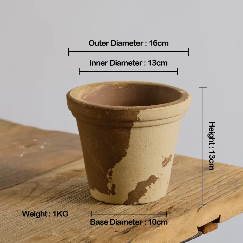 Nipots Handcrafted Terracotta Clay Pot - Gardener Cofffee&amp;Milk, Breathable, Absorbent Eco-friendly Planter