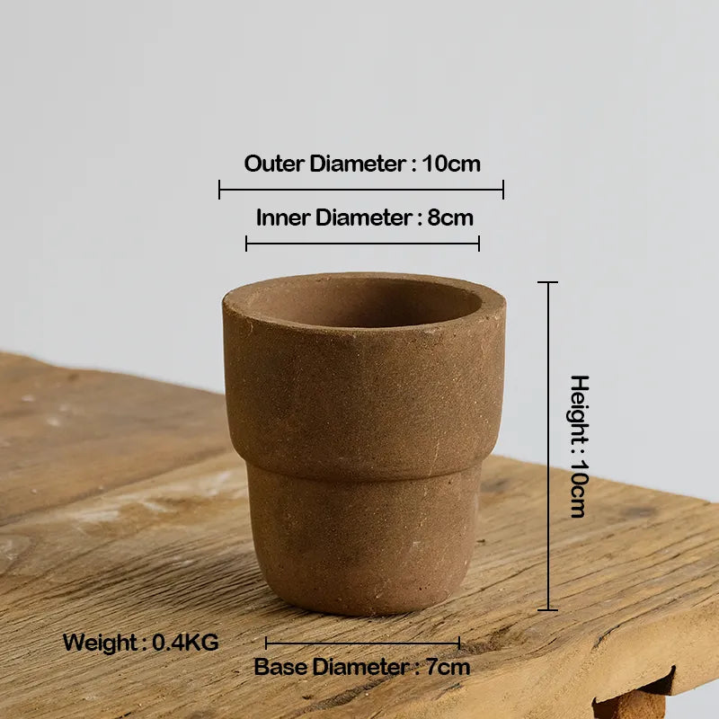 Nipots Handcrafted Terracotta Clay Pot - Travel Cup Chocolate, Breathable, Absorbent Eco-friendly Planter