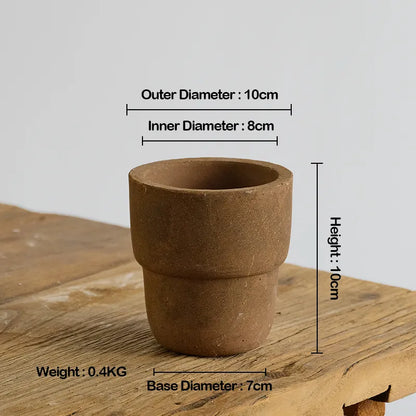 Nipots Handcrafted Terracotta Clay Pot - Travel Cup Chocolate, Breathable, Absorbent Eco-friendly Planter