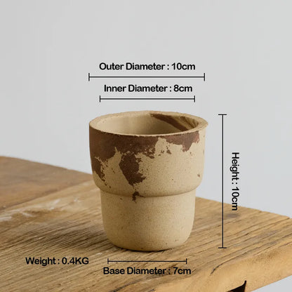 Nipots Handcrafted Terracotta Clay Pot - Travel Cup Coffee&amp;Milk, Breathable, Absorbent Eco-friendly Planter