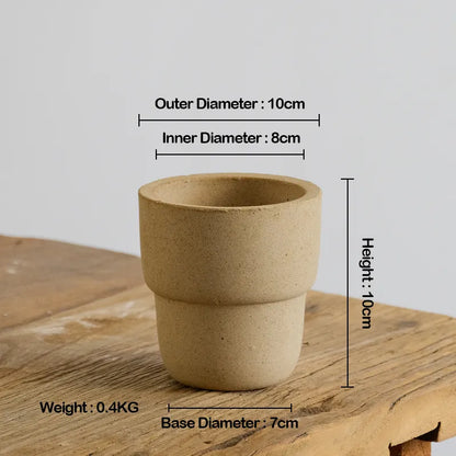 Nipots Handcrafted Terracotta Clay Pot - Travel Cup White, Breathable, Absorbent Eco-friendly Planter