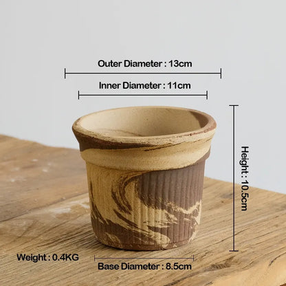 Nipots Handcrafted Terracotta Clay Pot - Burnt Cream 13cm Coffee&amp;milk, Breathable, Absorbent Eco-friendly Planter