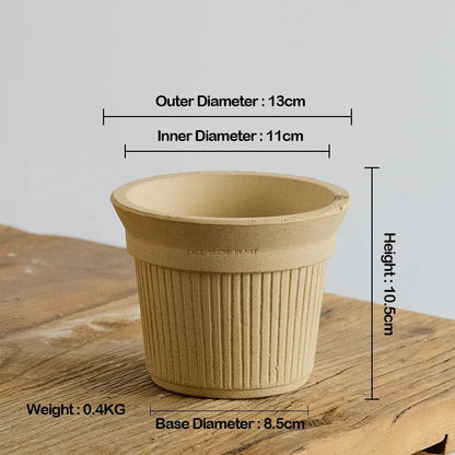 Nipots Handcrafted Terracotta Clay Pot - Burnt Cream 13cm White, Breathable, Absorbent Eco-friendly Planter