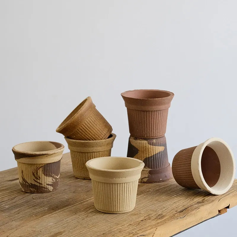 Nipots Handcrafted Terracotta Clay Pot - Burnt Cream, Breathable, Absorbent Eco-friendly Planter