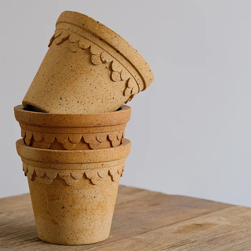 Nipots Handcrafted Terracotta Clay Pot - Castle kiln effect, Breathable, Absorbent Eco-friendly Planter