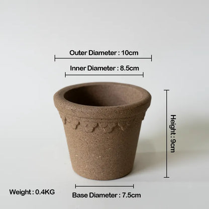 Nipots Handcrafted Terracotta Clay Pot - Castle 10cm chocolate, Breathable, Absorbent Eco-friendly Planter