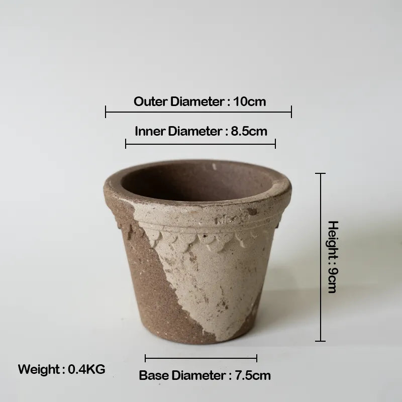Nipots Handcrafted Terracotta Clay Pot - Castle 10cm Coffee&amp;Milk, Breathable, Absorbent Eco-friendly Planter