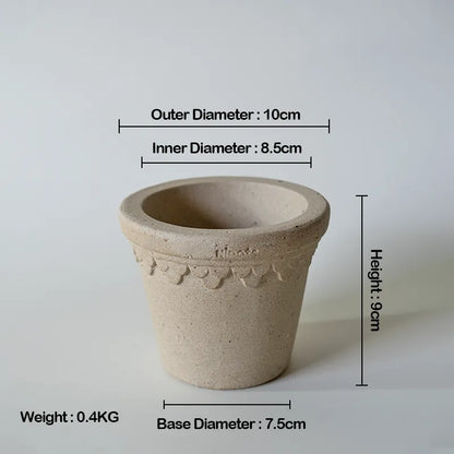 Nipots Handcrafted Terracotta Clay Pot - Castle 10cm white, Breathable, Absorbent Eco-friendly Planter