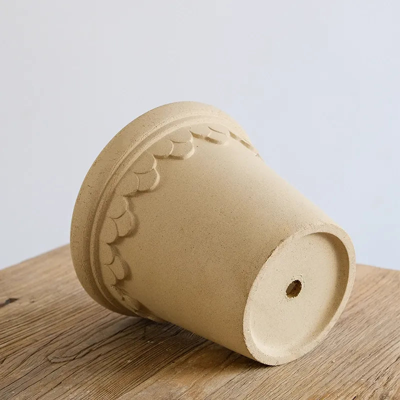 Nipots Terracotta Clay Pot - Detailed View of Drainage Hole Design for Optimal Plant Health