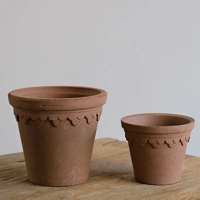Nipots Handcrafted Terracotta Clay Pot - Castle chocolate, Breathable, Absorbent Eco-friendly Planter