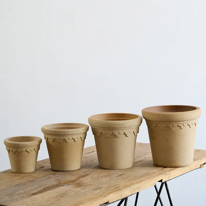 Nipots Handcrafted Terracotta Clay Pot - Castle White, Breathable, Absorbent Eco-friendly Planter