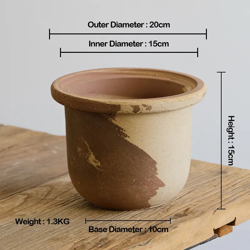 Nipots Handcrafted Terracotta Clay Pot - Fedora Coffee&amp;Milk, Breathable, Absorbent Eco-friendly Planter