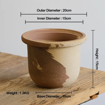 Nipots Handcrafted Terracotta Clay Pot - Fedora Coffee&amp;Milk, Breathable, Absorbent Eco-friendly Planter