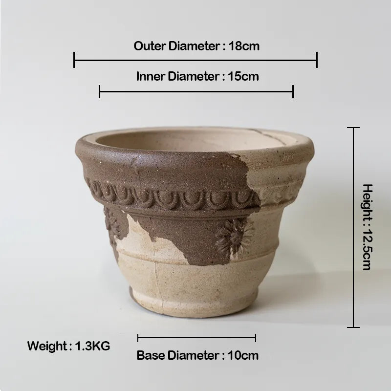 Nipots Handcrafted Terracotta Clay Pot - Marguerite Coffee&amp;milk, Breathable, Absorbent Eco-friendly Planter