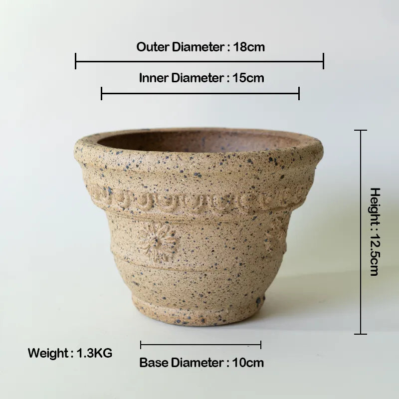 Nipots Handcrafted Terracotta Clay Pot - Marguerite Kiln Effect, Breathable, Absorbent Eco-friendly Planter