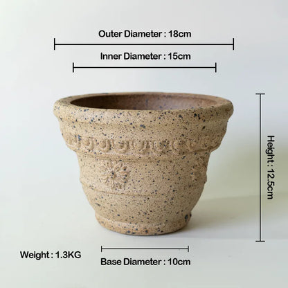 Nipots Handcrafted Terracotta Clay Pot - Marguerite Kiln Effect, Breathable, Absorbent Eco-friendly Planter