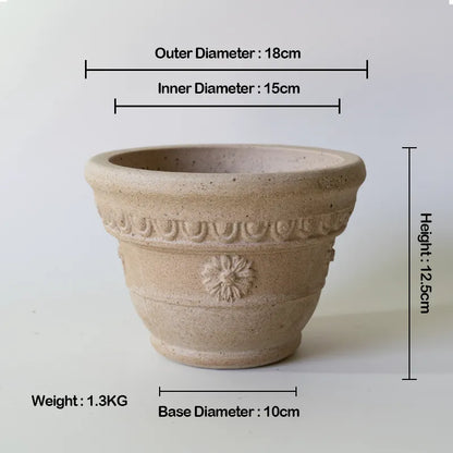 Nipots Handcrafted Terracotta Clay Pot - Marguerite White, Breathable, Absorbent Eco-friendly Planter