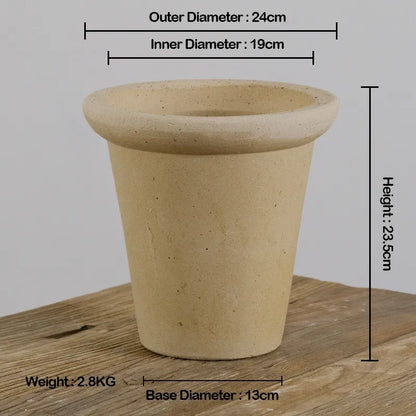 Nipots Handcrafted Terracotta Clay Pot - Oatmeal 24cm White, Breathable, Absorbent Eco-friendly Planter