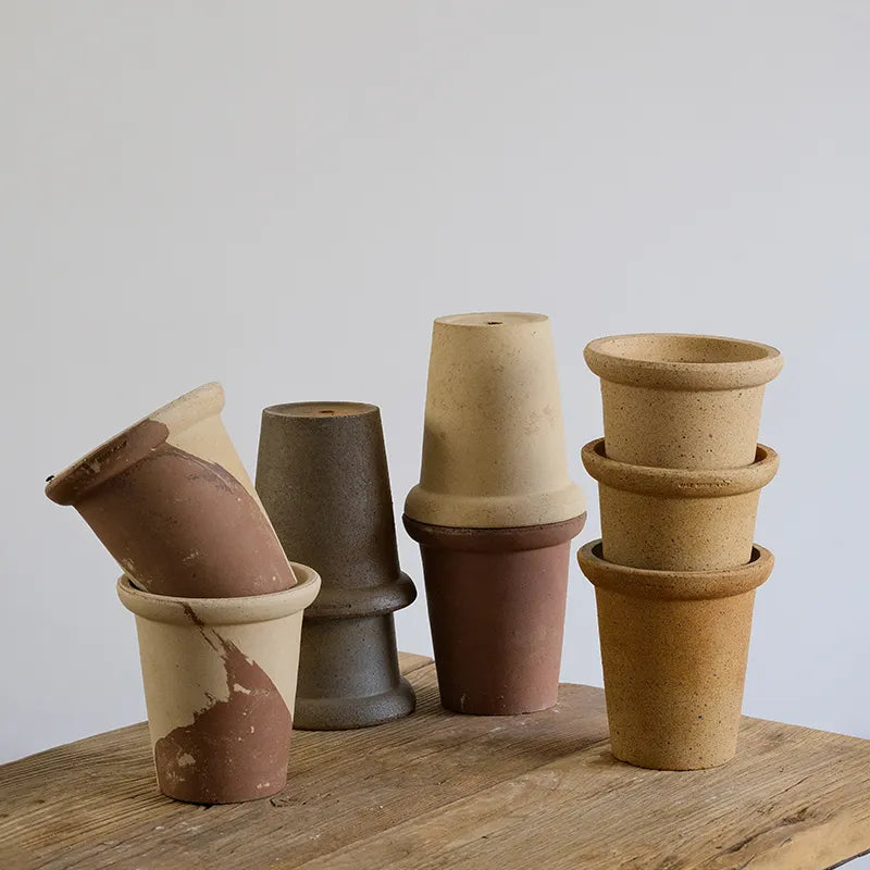 Nipots Handcrafted Terracotta Clay Pot - Oatmeal White, Breathable, Absorbent Eco-friendly Planter
