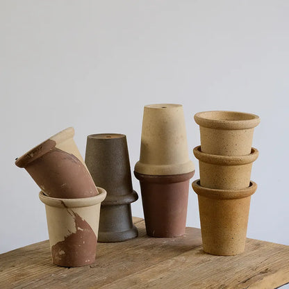 Nipots Handcrafted Terracotta Clay Pot - Oatmeal White, Breathable, Absorbent Eco-friendly Planter
